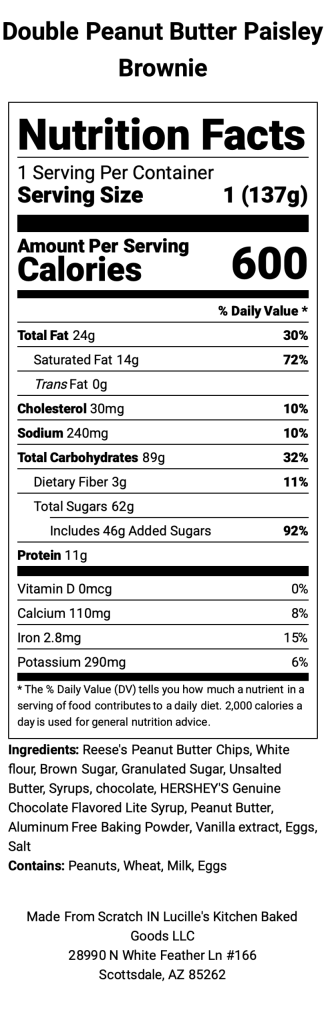 Double Peanut Butter Paisley Brownie