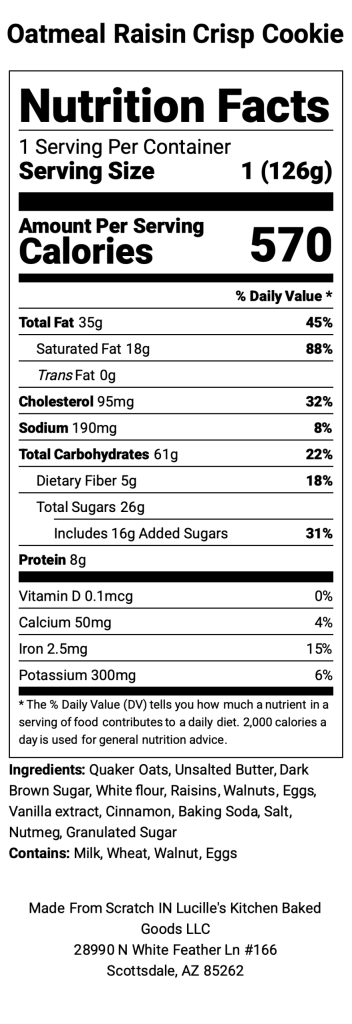 Oatmeal Raisin Crisp Cookie