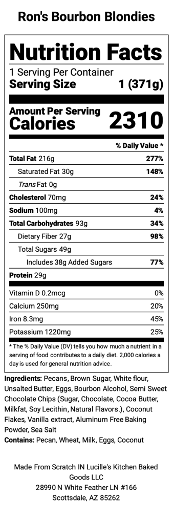 Ron's Bourbon Blondies