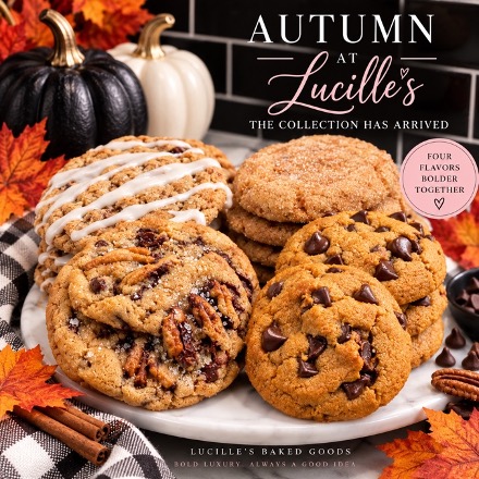 Autumn at Lucille’s fall cookie collection featuring seasonal cookies from Lucille’s Baked Goods in Scottsdale, Arizona